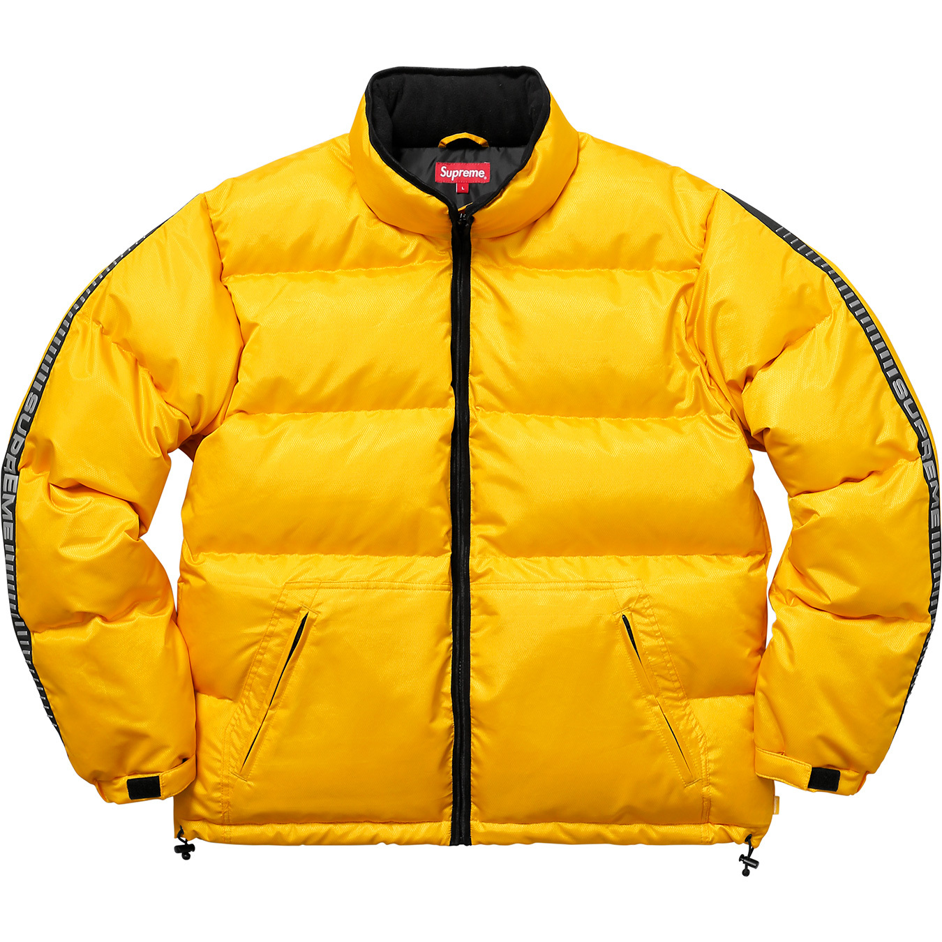 Supreme Reflective Sleeve Logo Puffy Jacket Yellow Men's - FW17 - US