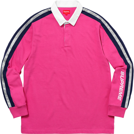 Supreme Reflective Sleeve Stripe Rugby Pink - SS18 メンズ - JP