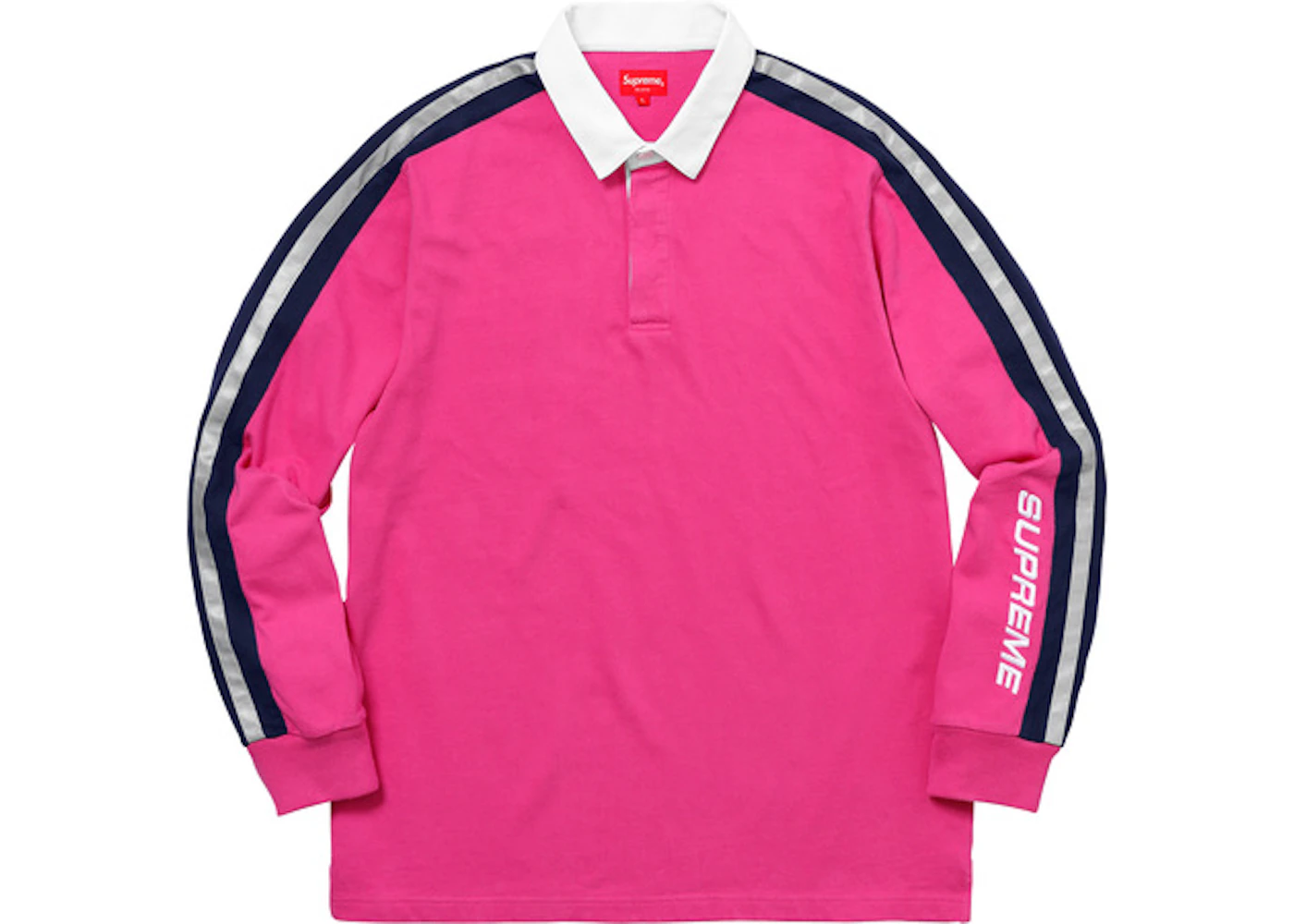 Supreme Reflective Sleeve Stripe Rugby Pink Men's - SS18 - US