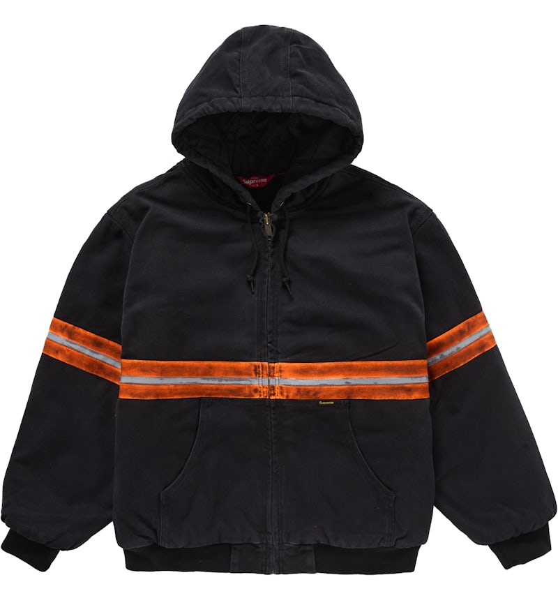 Supreme Reflective Stripe Hooded Work Jacket Black Men's FW24 US