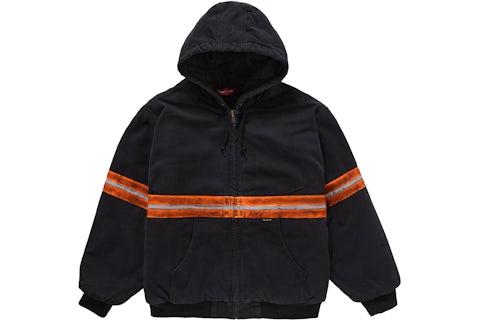 Supreme Reflective Stripe Hooded Work Jacket Black Men's FW24 US