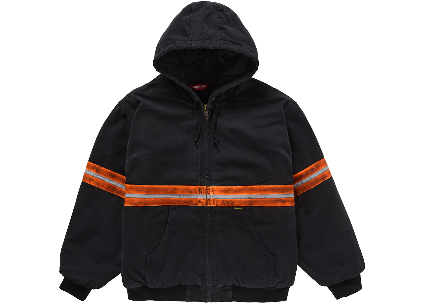 Supreme Reflective Stripe Hooded Work Jacket Black Men's FW24 US