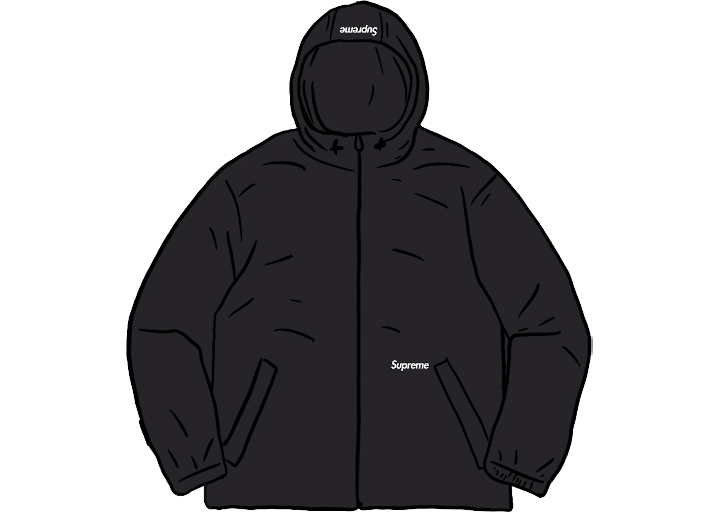 Supreme Reflective Zip Hooded Jacket Black