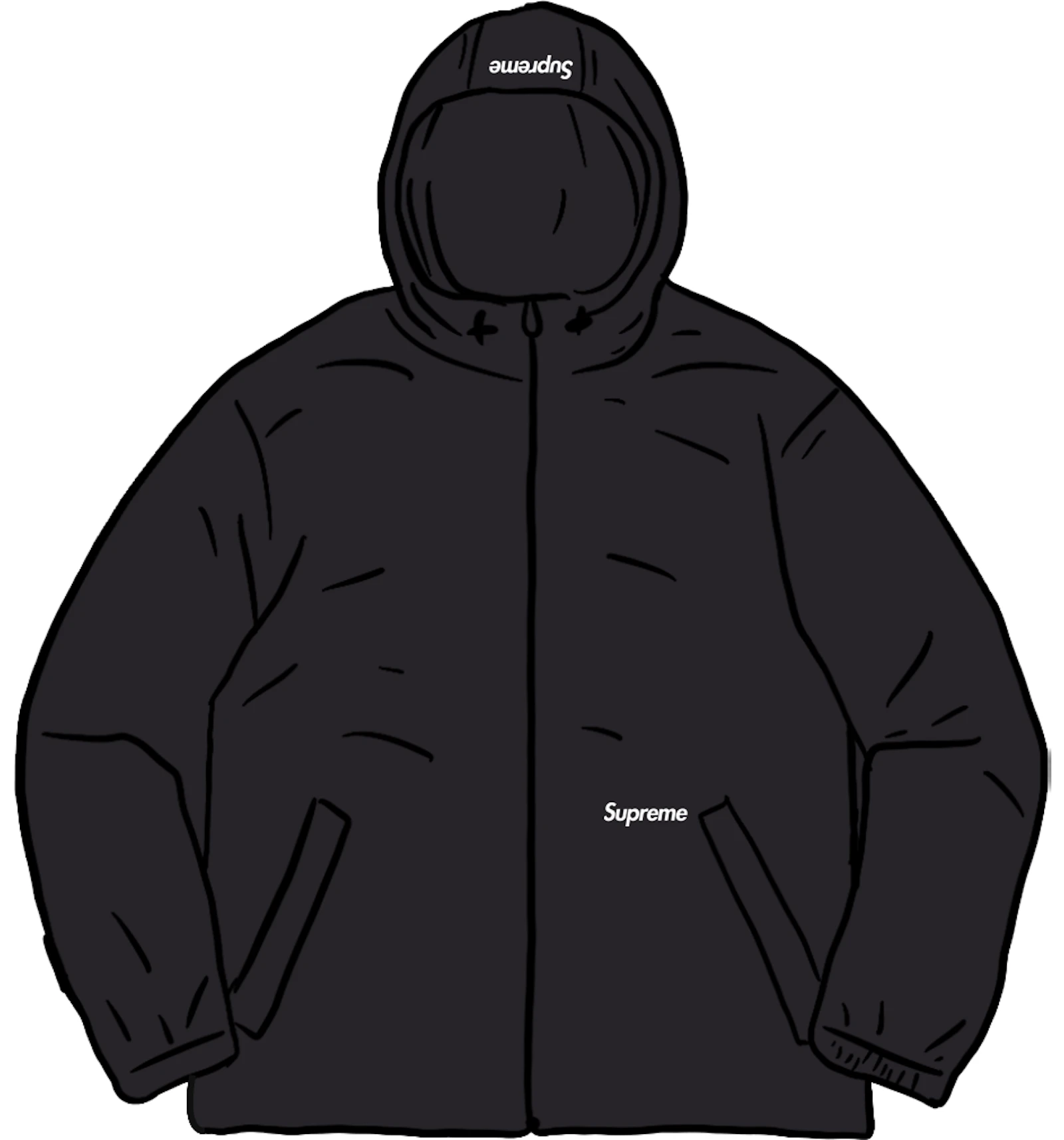 Supreme reflective zip hooded jacket black Clearance