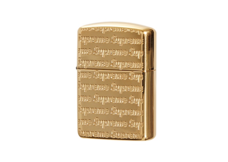 Supreme Repeat Engraved Zippo Gold - FW22 - GB