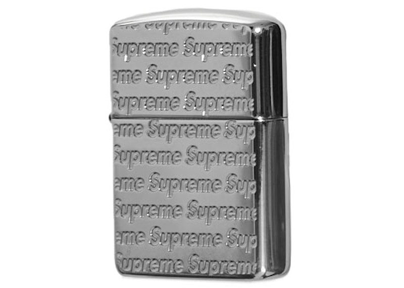 Supreme Repeat Engraved Zippo Silver