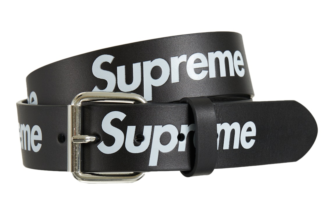 Pre-owned Supreme Repeat Leather Belt Black