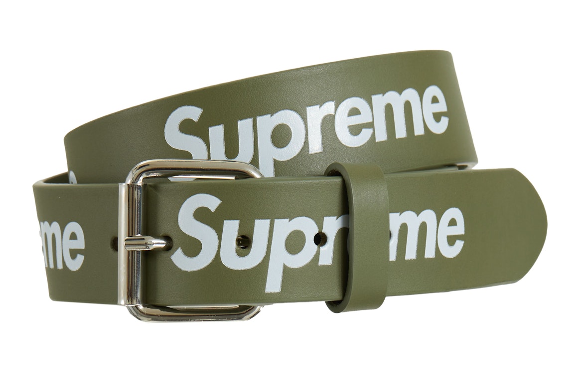 Pre-owned Supreme Repeat Leather Belt Olive