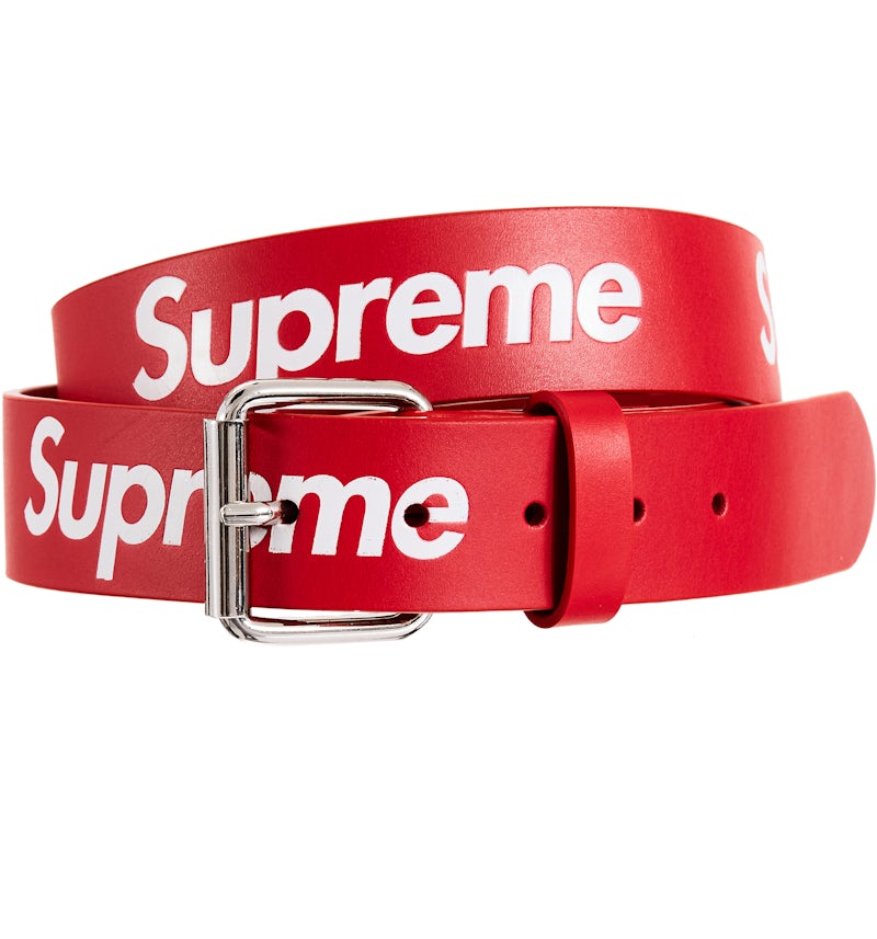Supreme Repeat Leather Belt Red SS22 US