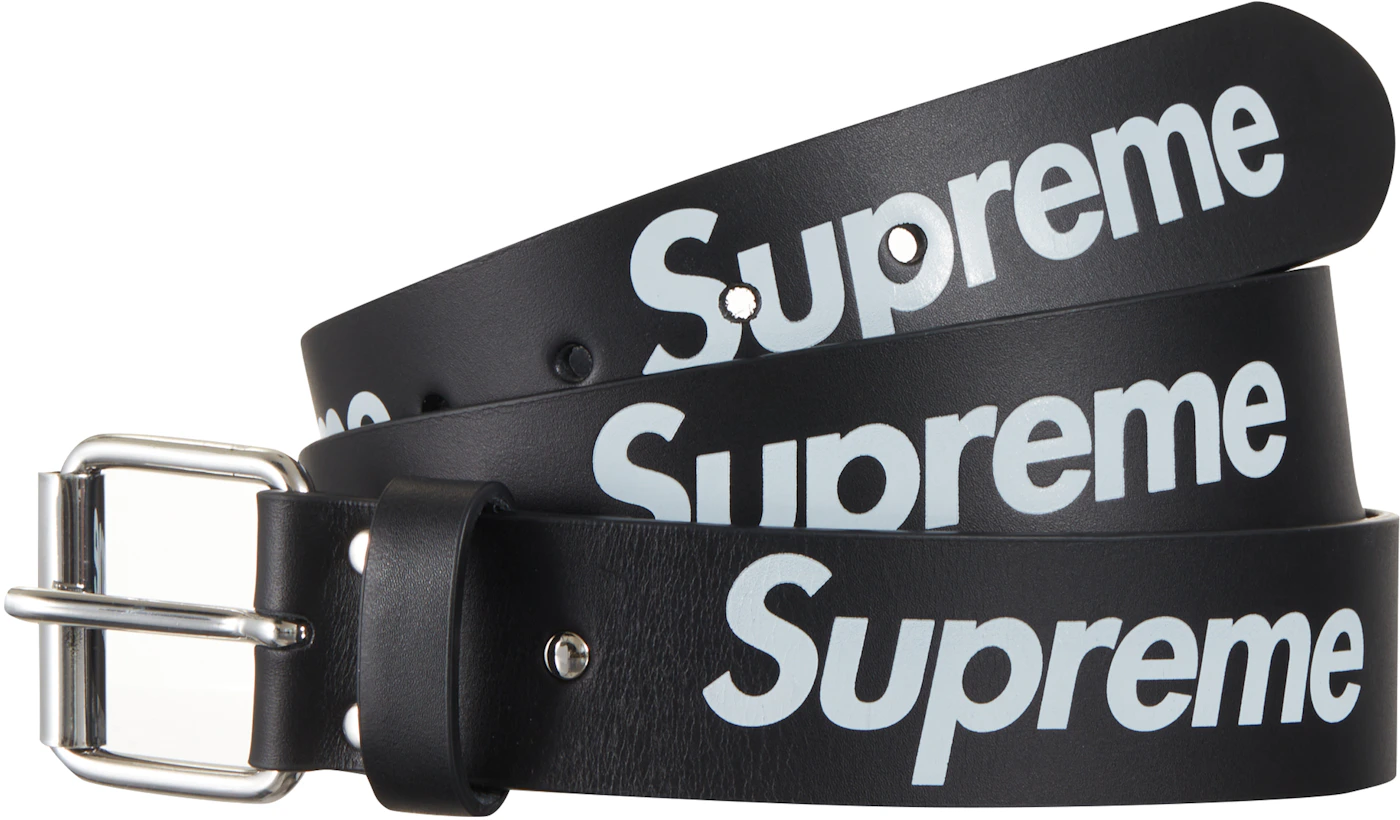 Supreme Repeat Leather Belt Black