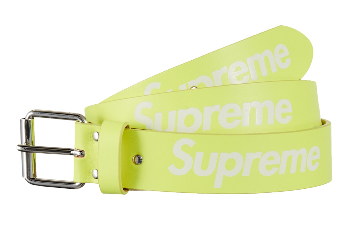 Pre-owned Supreme Repeat Leather Belt (ss23) Fluorescent Yellow