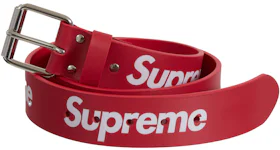 Supreme Repeat Leather Belt (SS24) Red