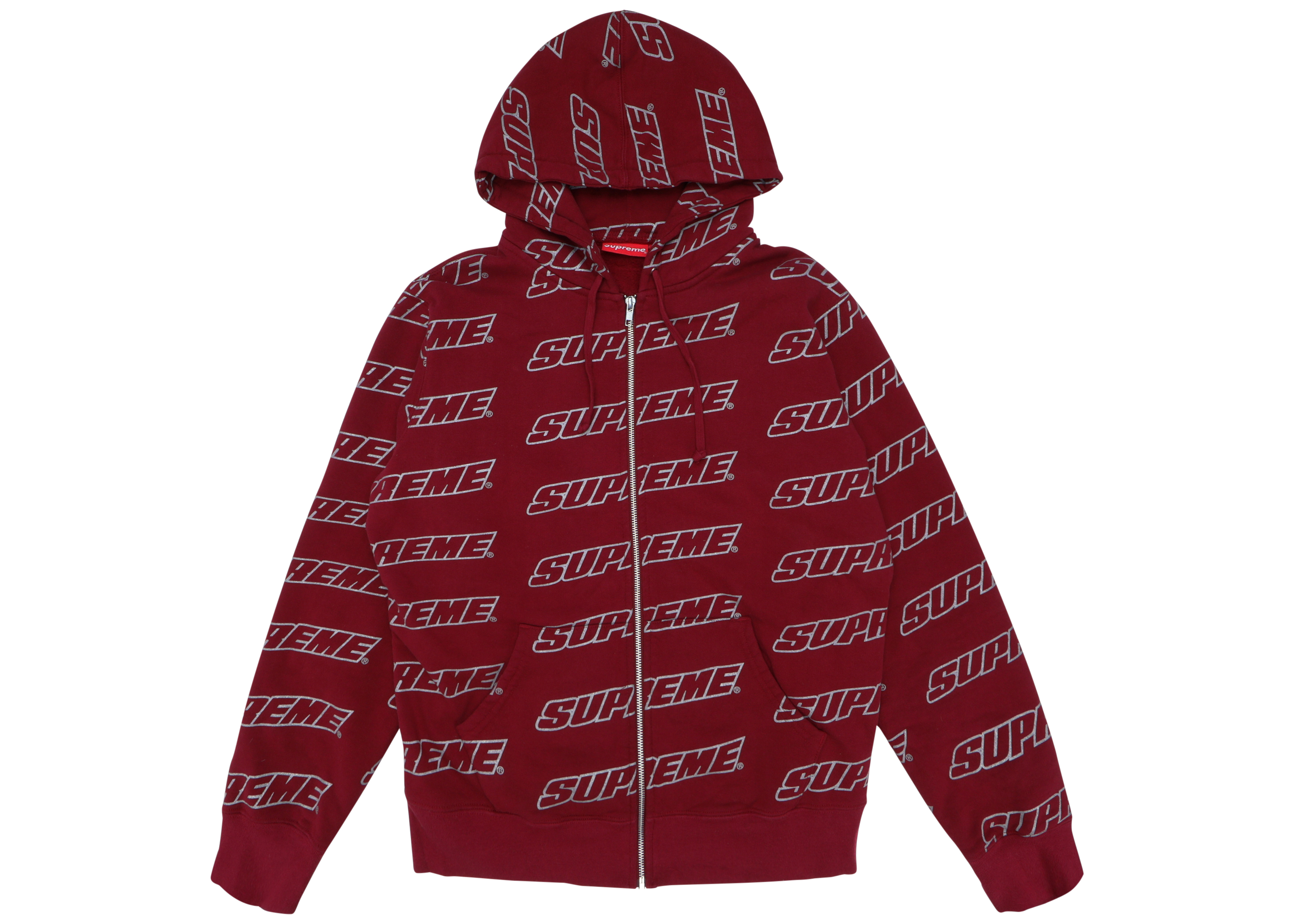Supreme Repeat Zip Up Hooded Sweatshirt Cardinal Men's - SS18 - GB
