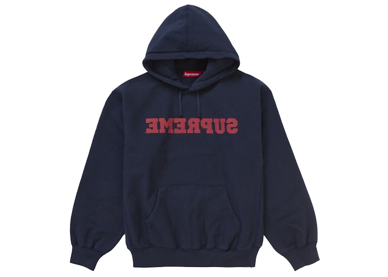 【Supreme】 Reverse Hooded Sweatshirt Navy - 25SS Supreme Reverse Hooded Sweatshirt (SS25) Navy Men's - SS25 - US