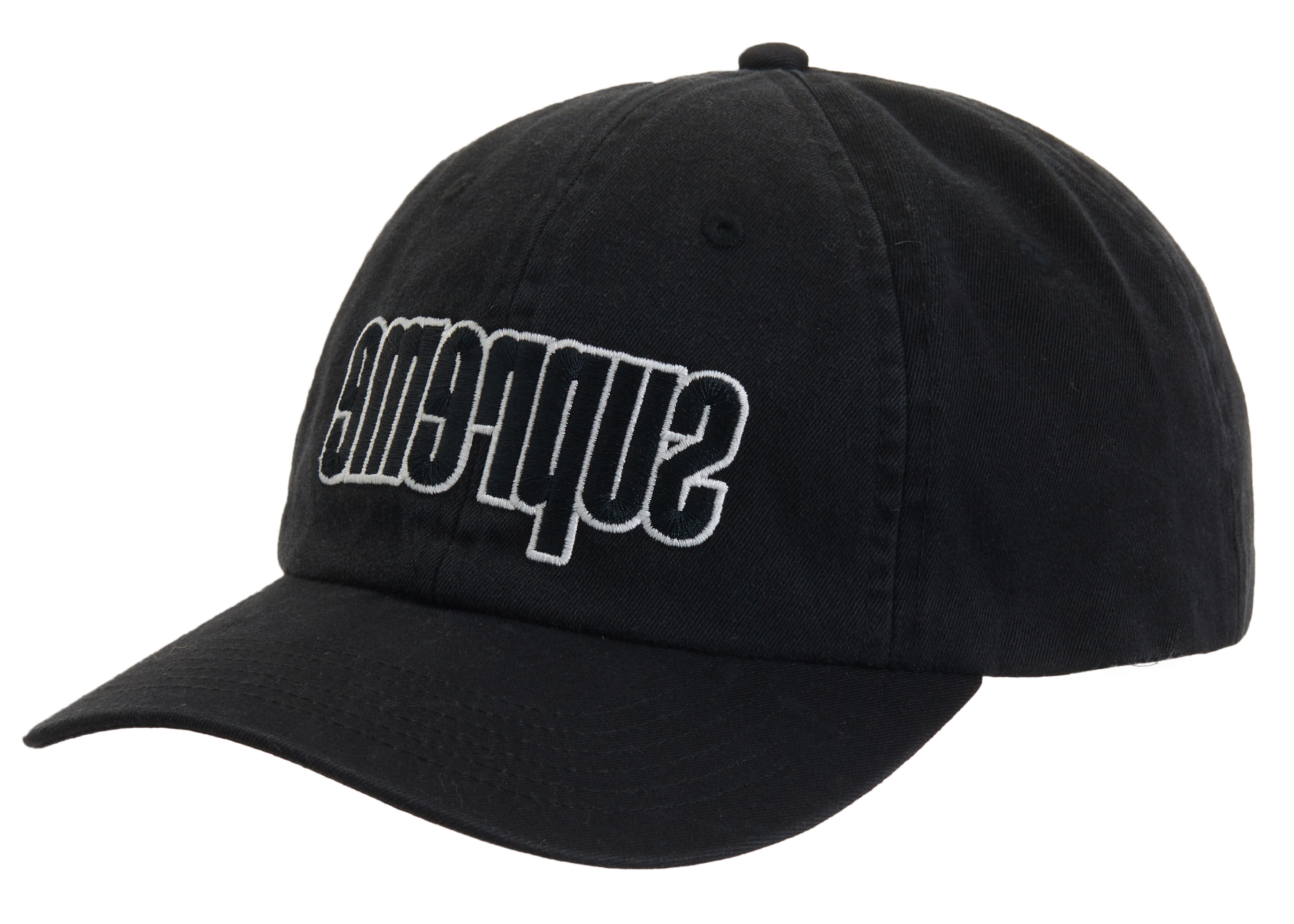 Supreme Reverse Logo 6-Panel Black