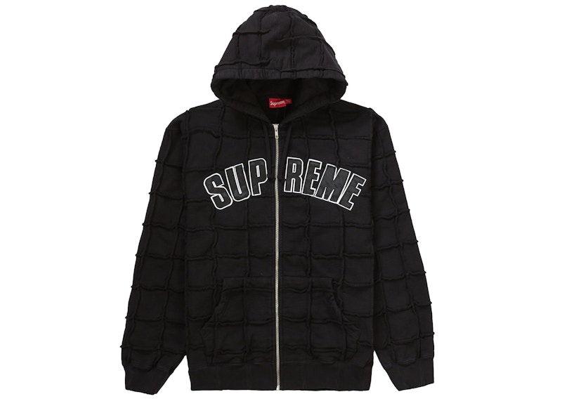 Supreme Reverse Patchwork Zip Up Hooded Sweatshirt Black