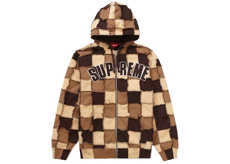 Supreme Reverse Patchwork Zip Up Hooded-