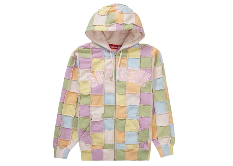 Supreme Reverse Patchwork Zip Up Hooded Sweatshirt Multicolor