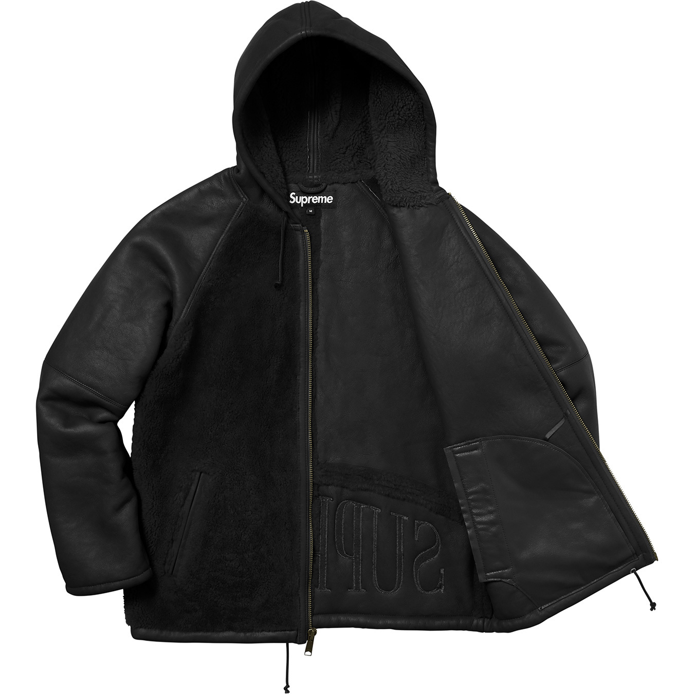 Supreme Reversed Shearling Hooded Jacket Black