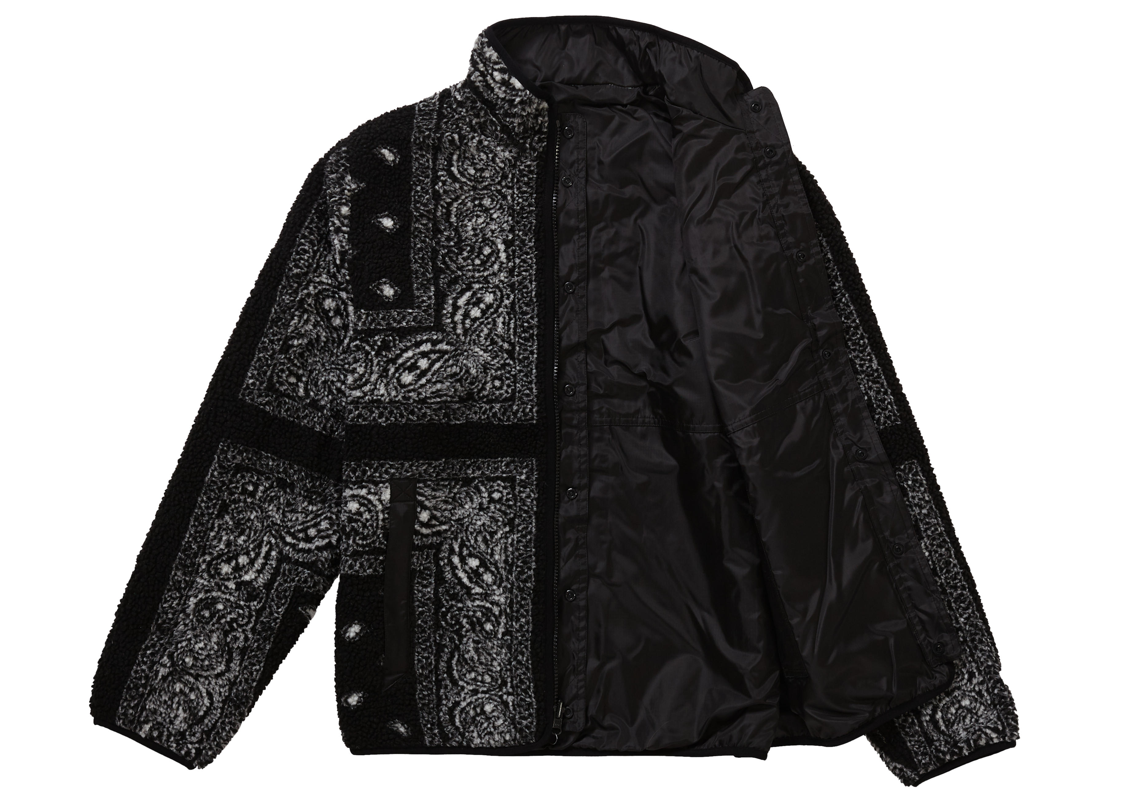 Supreme Reversible Bandana Fleece Jacket Black メンズ - FW19 - JP