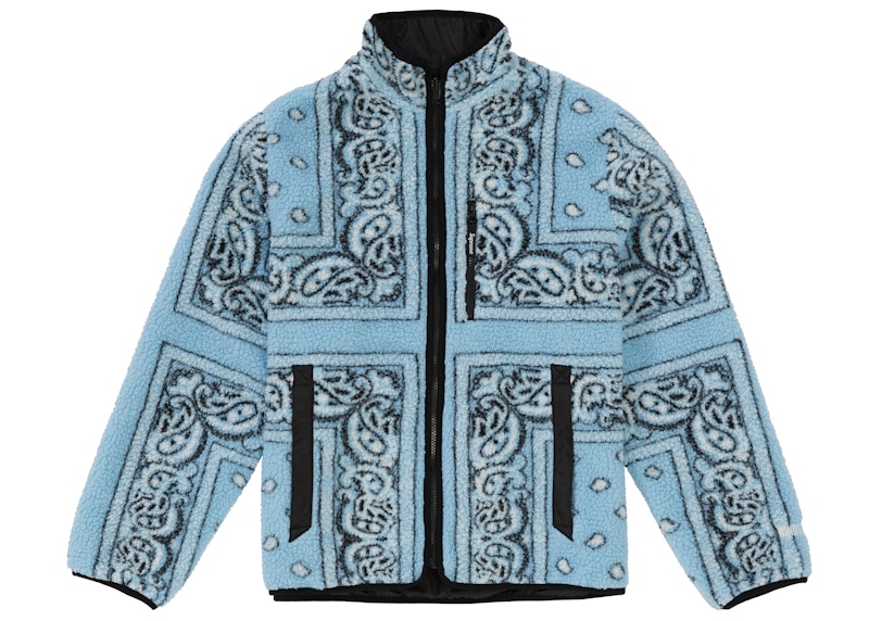 Supreme Reversible Bandana Fleece Jacket Light Blue Men's - FW19 - GB