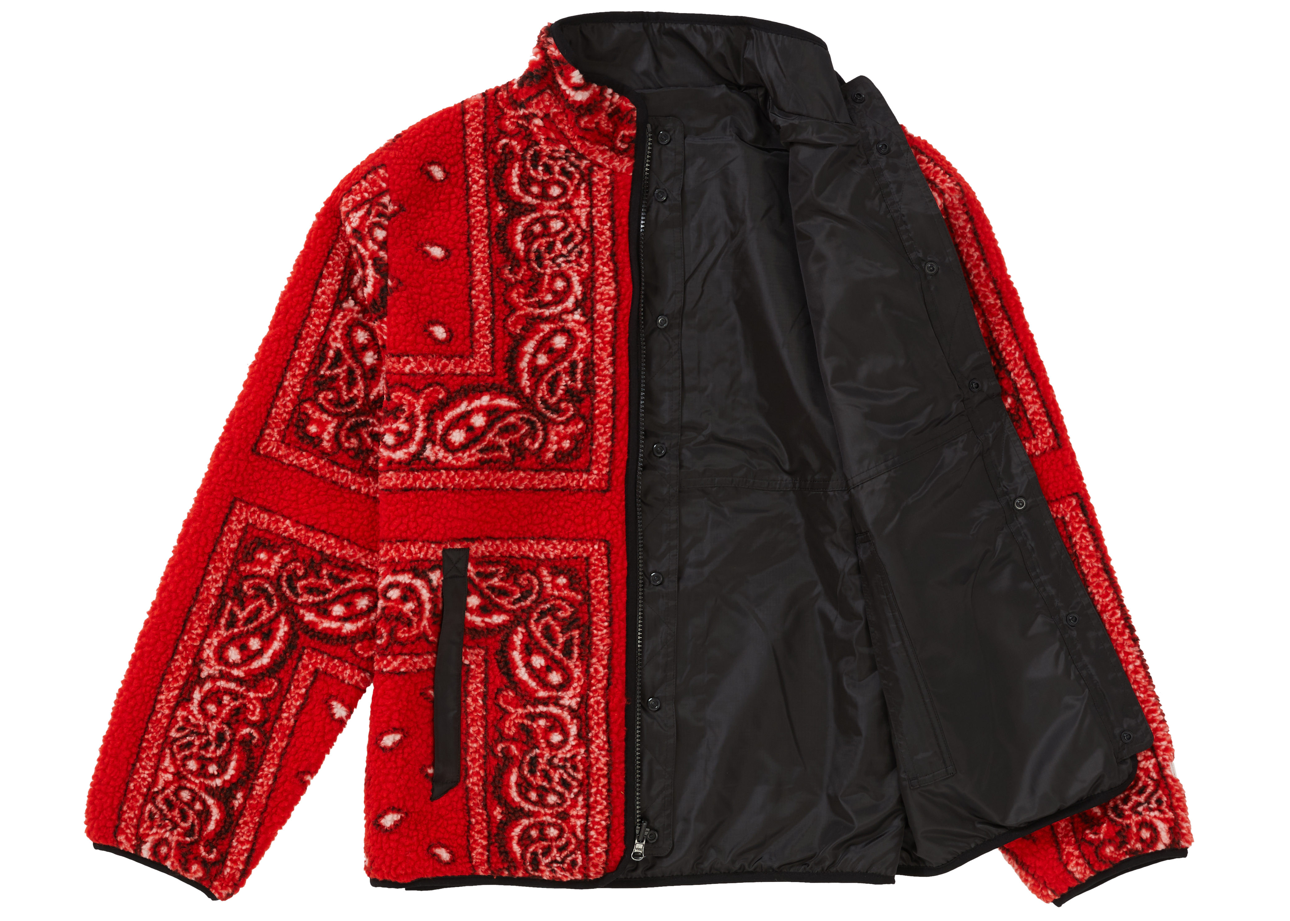 Supreme Reversible Bandana Fleece Jacket Red Men's - FW19 - US