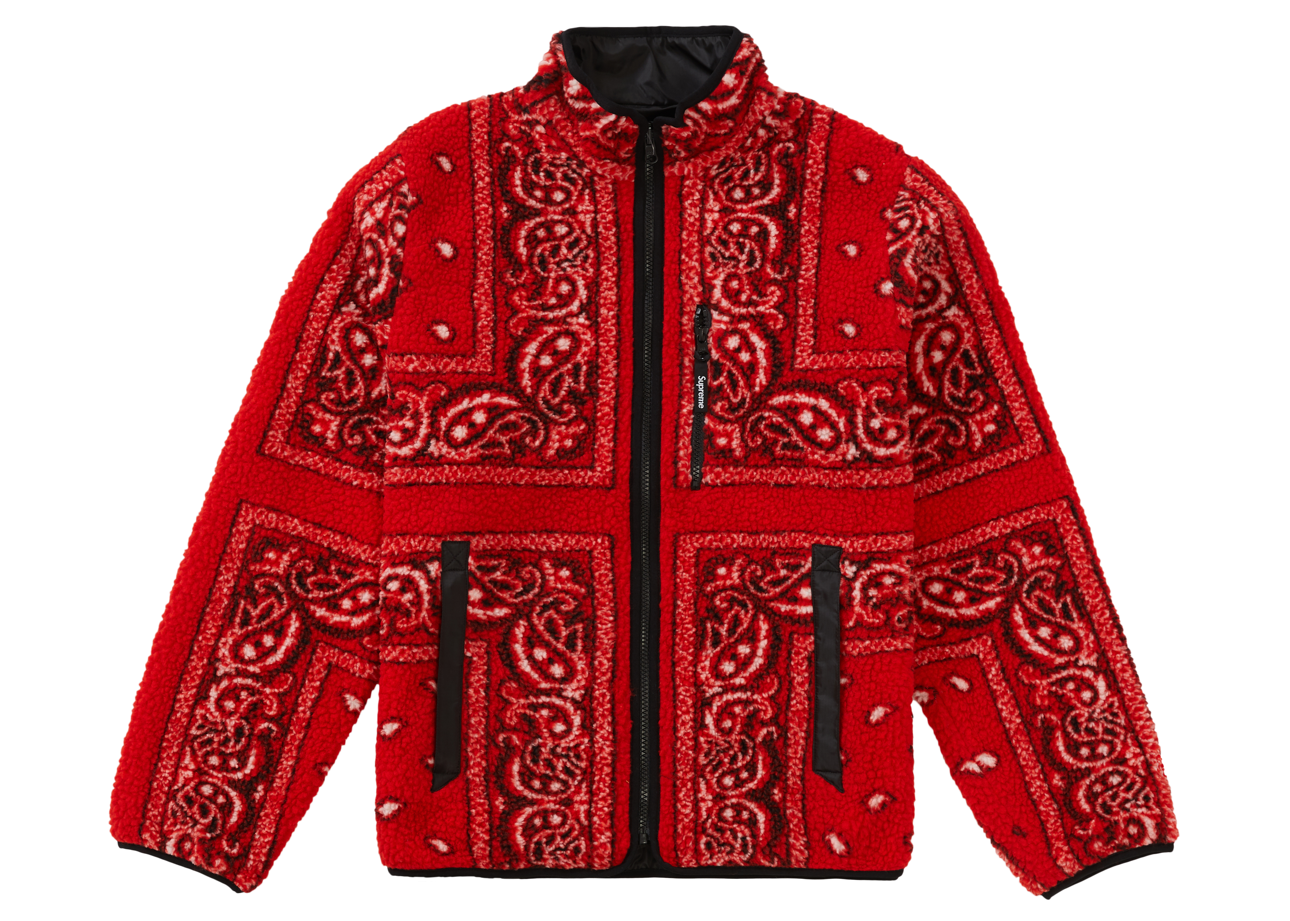 Reversible Bandana Fleece Jacket Red ①