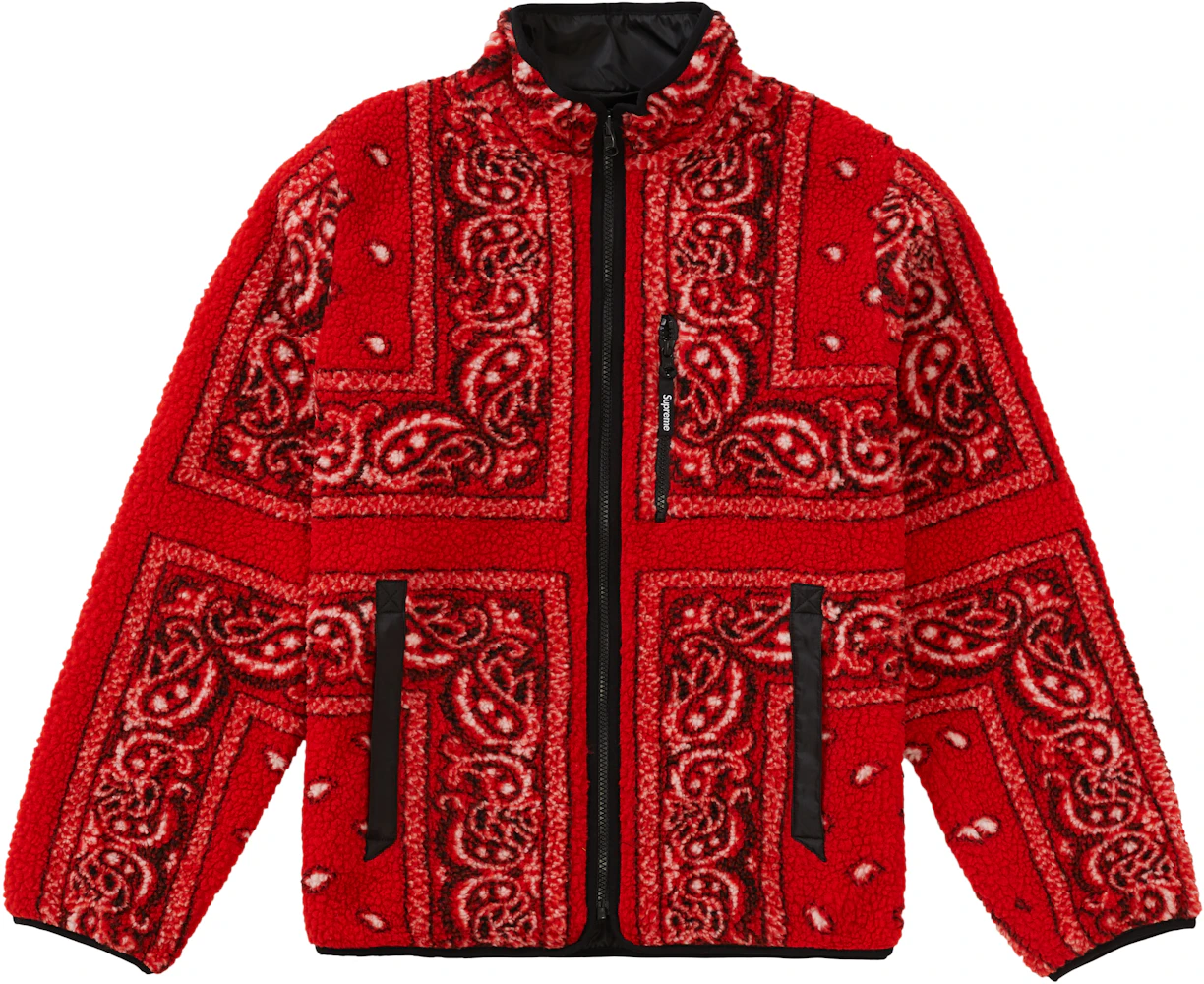 Supreme Reversible Bandana Fleece Jacket Red Herren - FW19 - DE