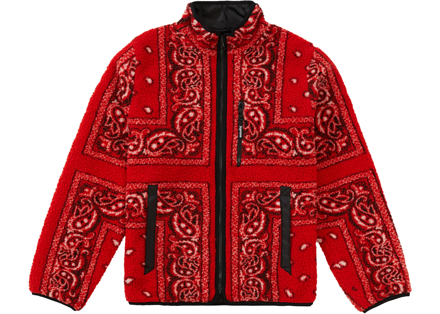 Supreme reversible bandana fleece jacket black Clearance
