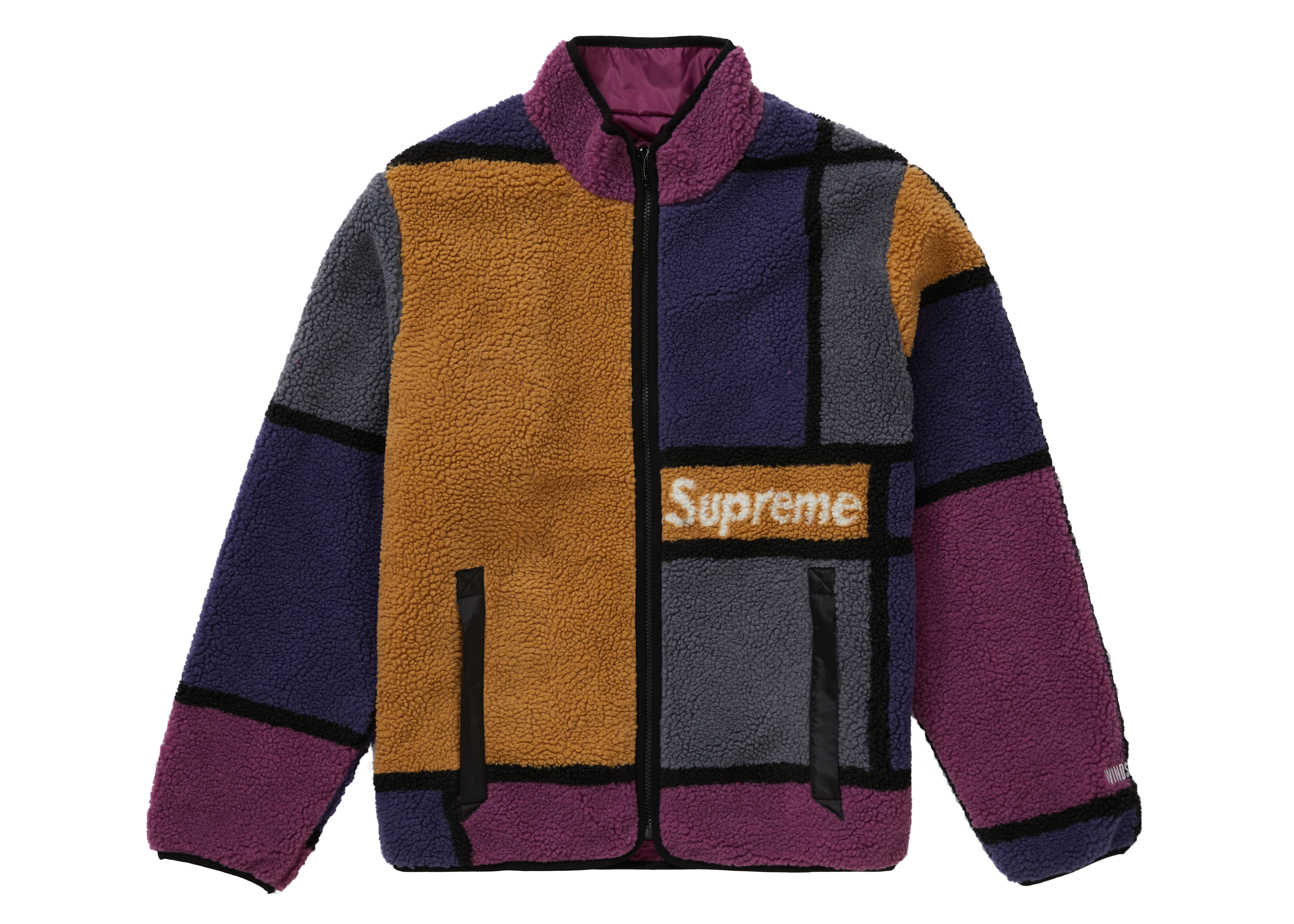 Supreme Reversible Colorblocked Fleece Jacket Purple