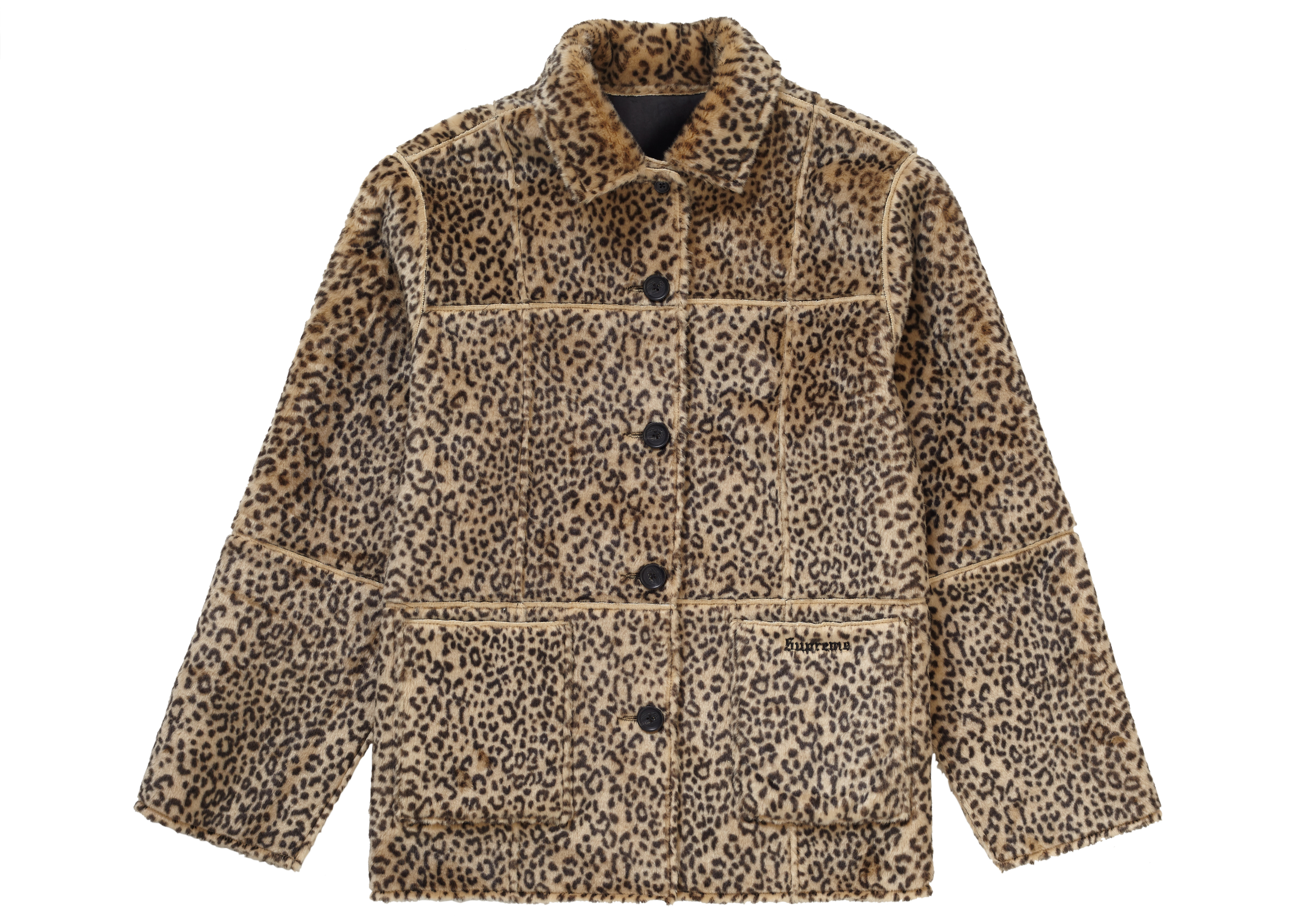 カラーベージュReversible Faux Suede Leopard Coat M