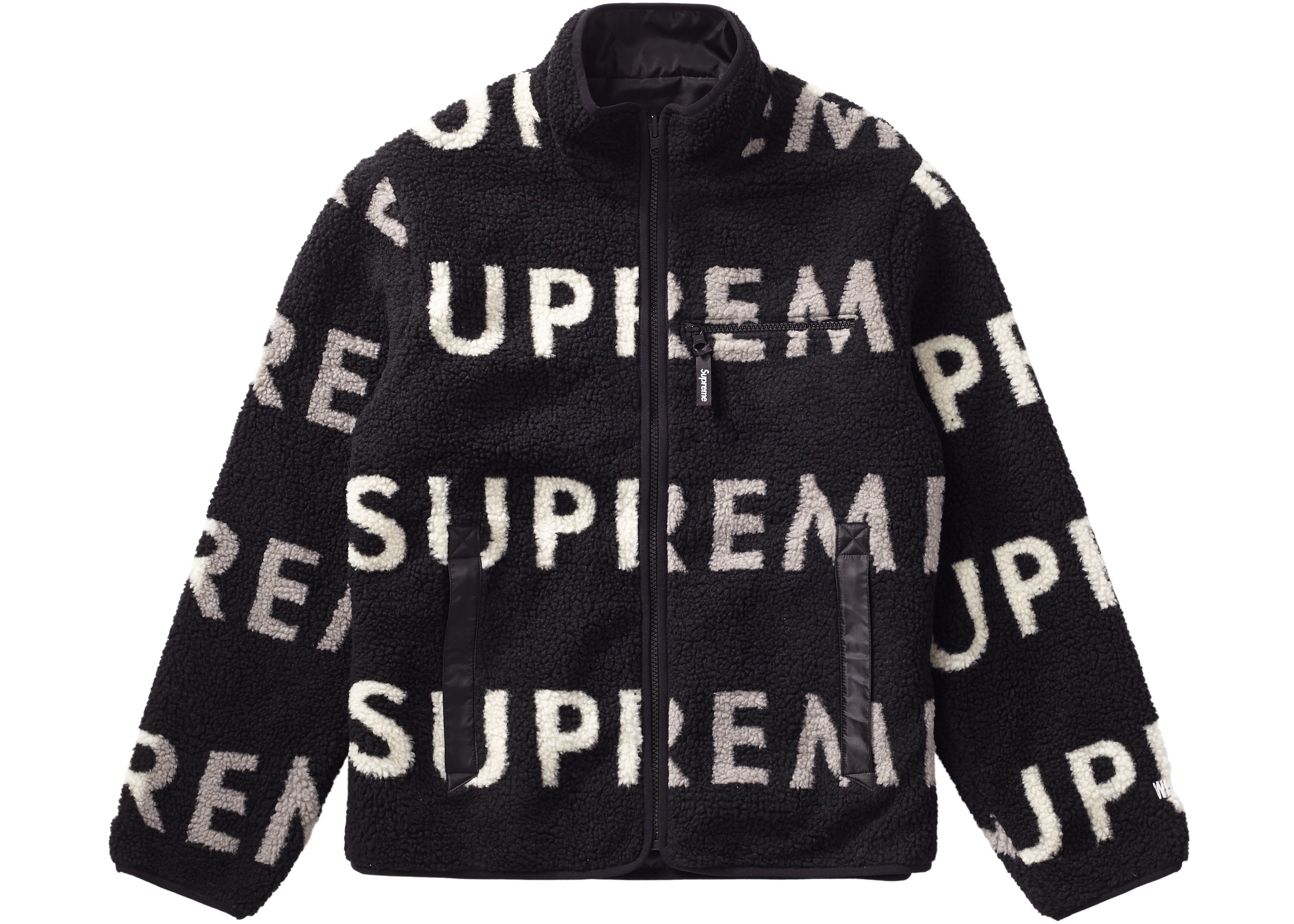 Supreme Reversible Logo Fleece Jacket Black Men's - FW18 - US