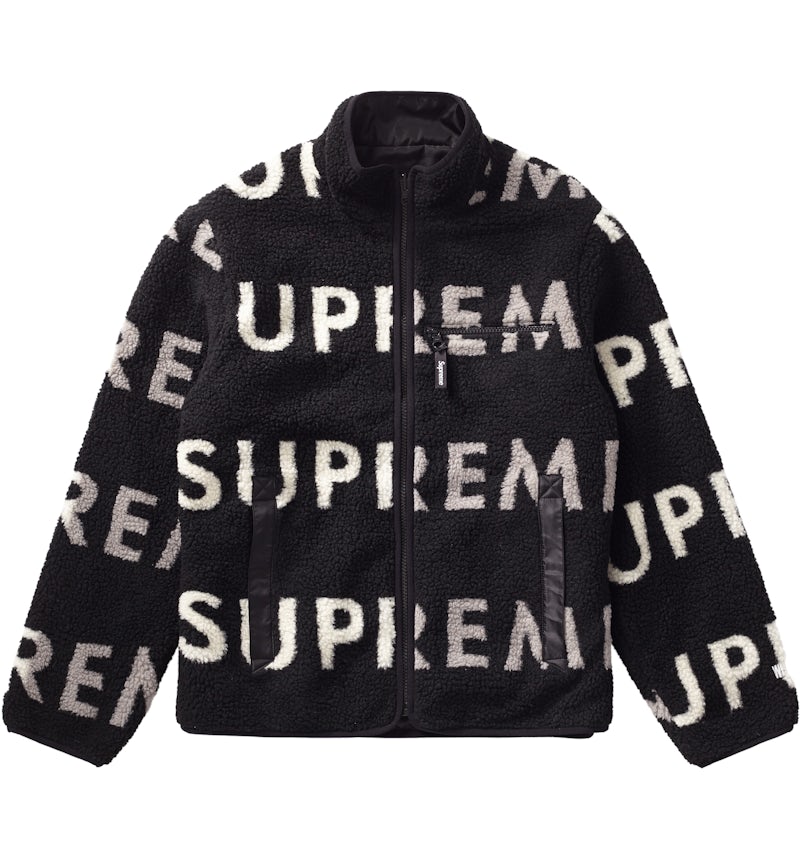 Supreme Reversible Logo Fleece Jacket Black Men's FW18 US