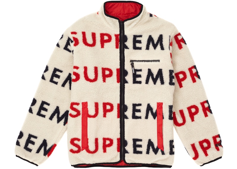 Supreme Reversible Logo Fleece Jacket Natural Men's - FW18 - US