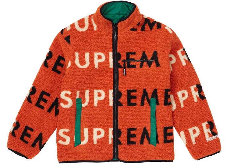 Supreme Reversible Logo Fleece Jacket Orange - FW18 Men's - US