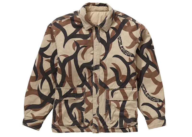 Supreme Reversible Puffy Work Jacket Tan Tribal Camo Men's - FW19 - US