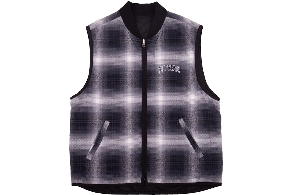 Supreme Reversible Shadow Plaid Vest Black - FW17 Men's - US
