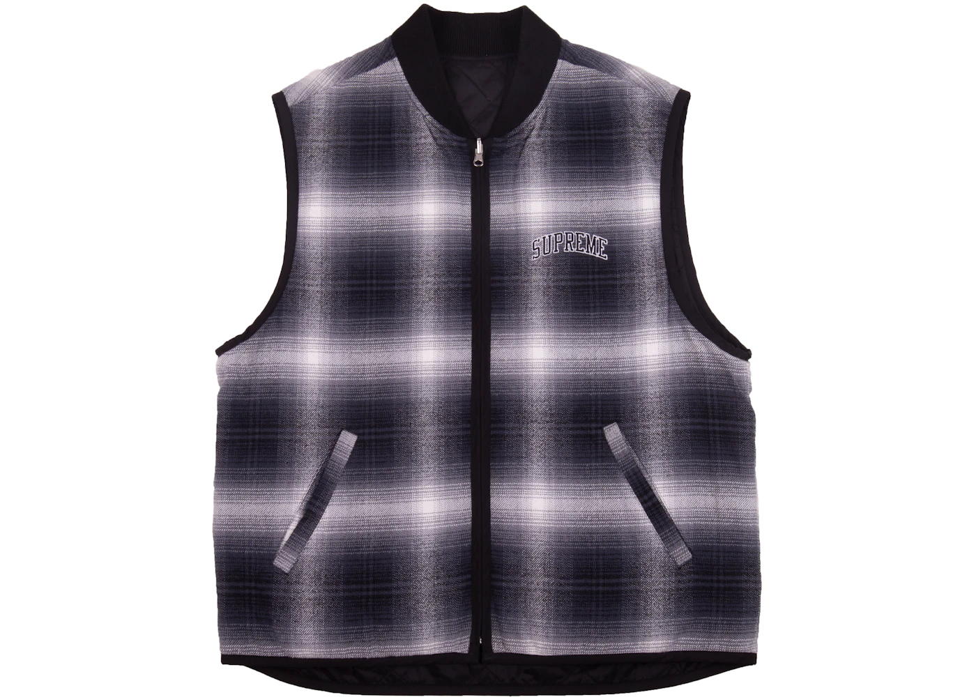 Supreme Reversible Shadow Plaid Vest Black メンズ - FW17 - JP Supreme Reversible Shadow Plaid Vest Black メンズ - FW17 - JP
