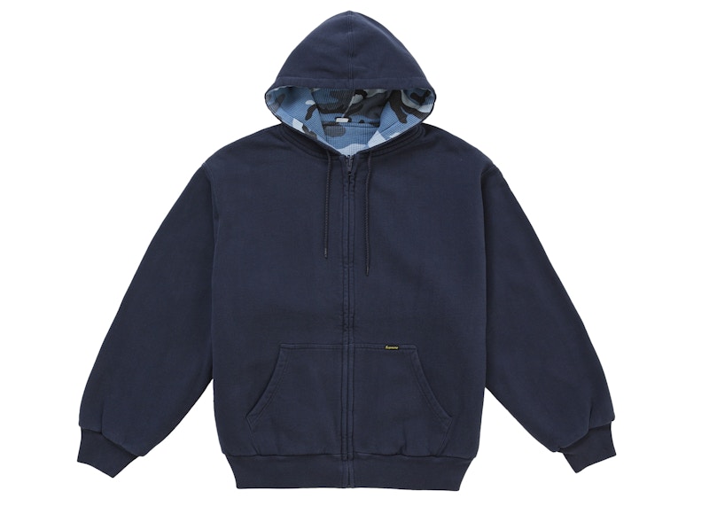 トップス Supreme Reversible Work Zip Up Hooded Supreme Reversible Work Zip Up Hooded Sweatshirt Navy Men's - FW25
