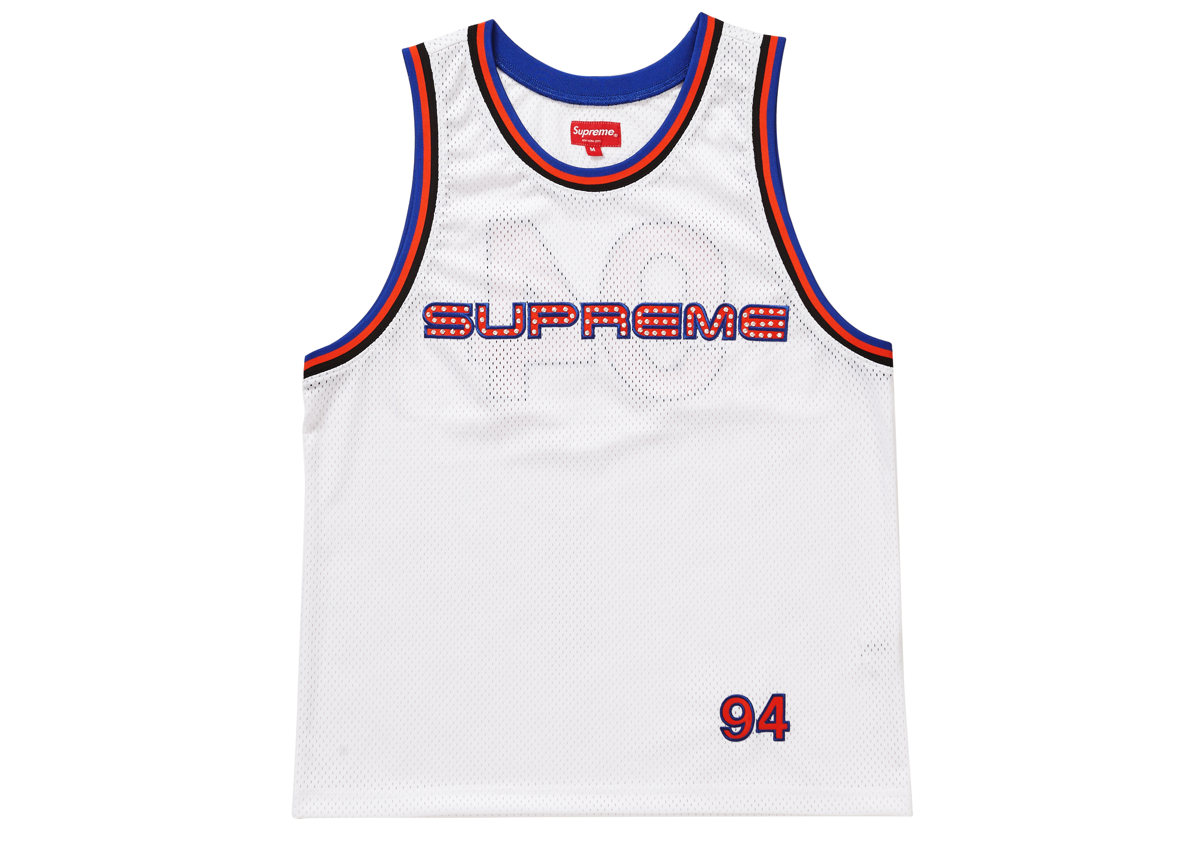 Supreme Rhinestone Basketball Jersey White - SS19 Men's - US