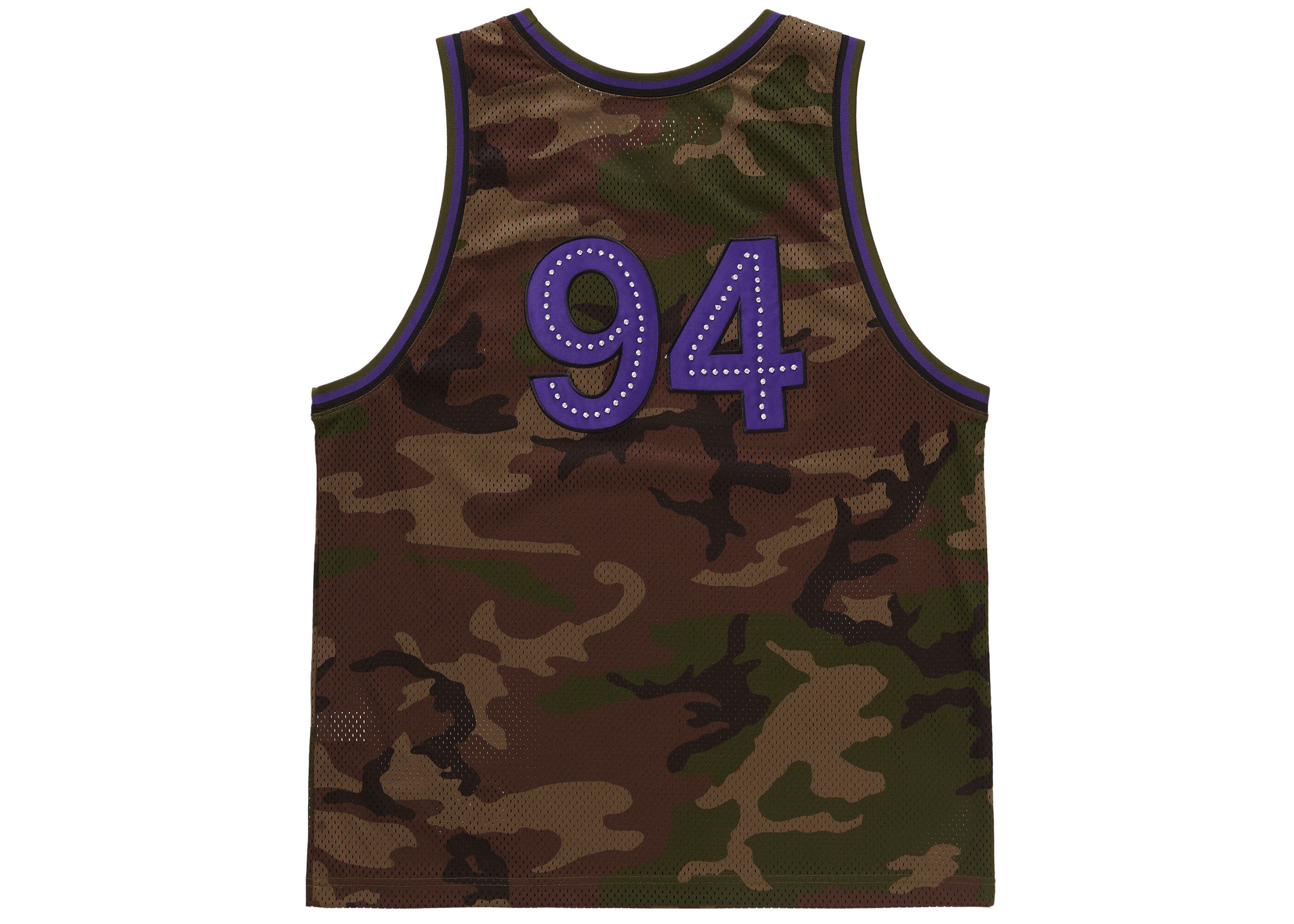 Supreme Rhinestone Basketball Jersey Woodland Camo