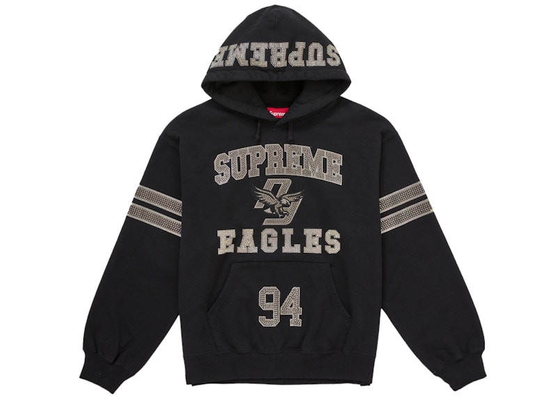 Supreme Rhinestone Eagle Hooded Sweatshirt Black
