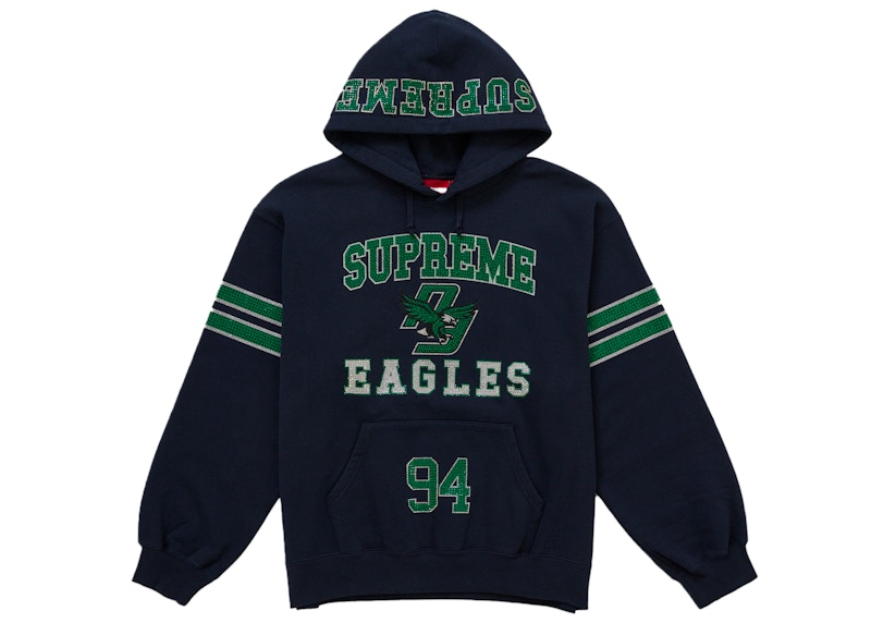 Supreme Rhinestone Eagle Hooded Sweatshirt Navy