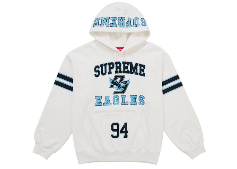 Supreme Rhinestone Eagle Hooded Sweatshirt White