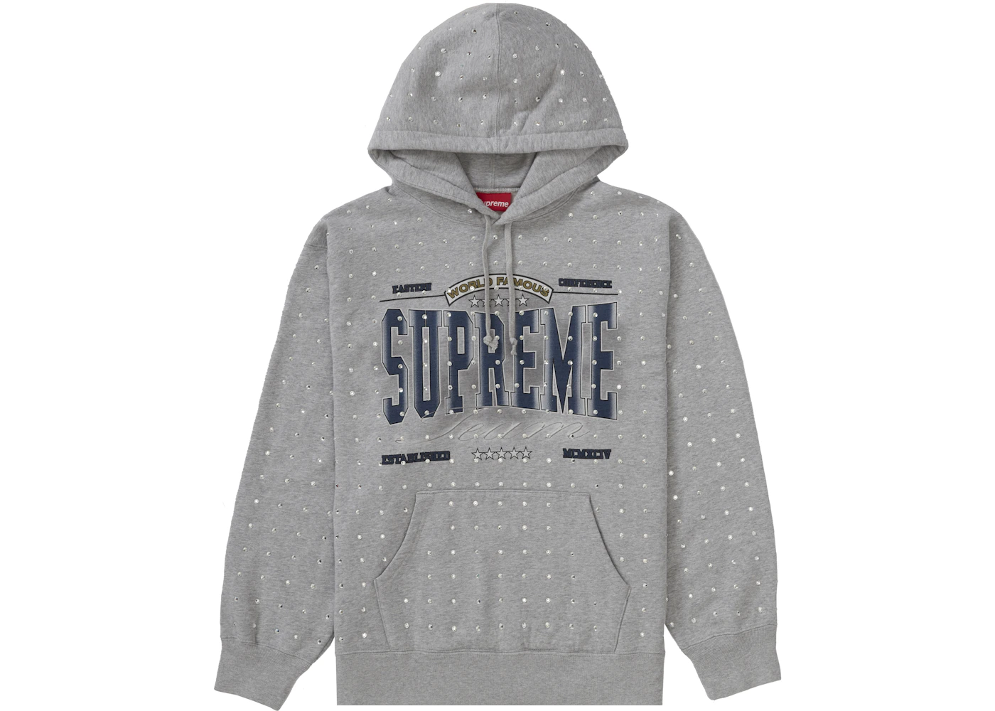 Supreme Rhinestone Hoodie Grey Supreme Rhinestone Hoodie Sale