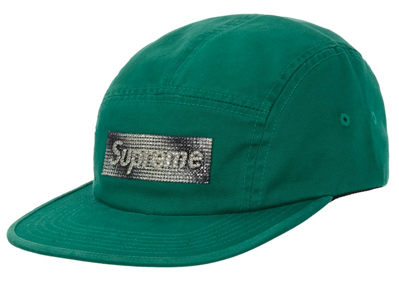 Supreme Rhinestone Label Camp Cap Green