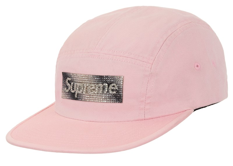 Supreme Rhinestone Label Camp Cap Pink