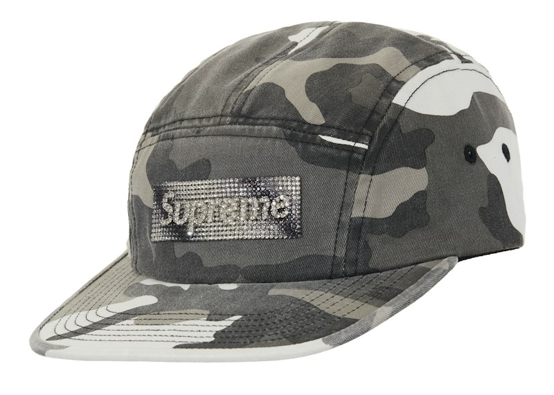 Supreme Rhinestone Label Camp Cap Snow Camo