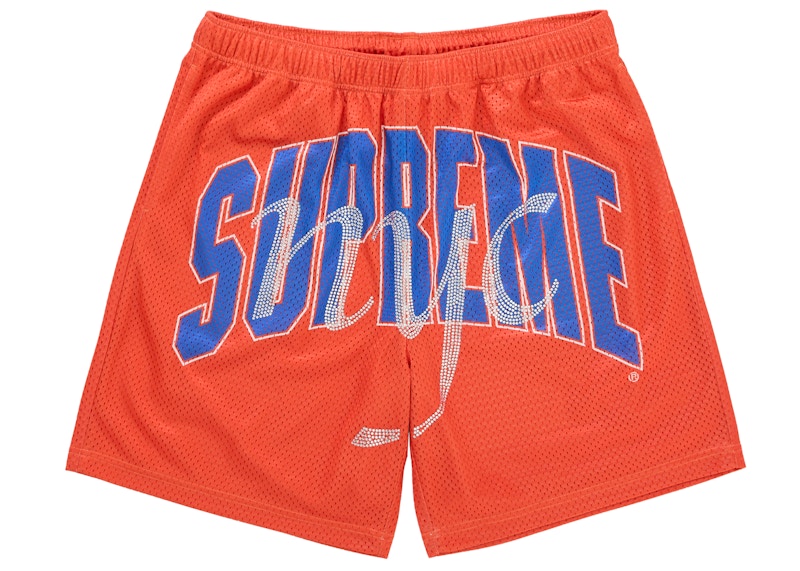 Supreme Rhinestone Mesh Short Orange