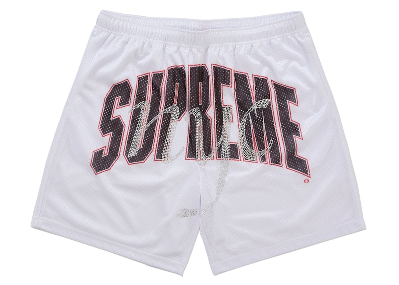 Supreme Rhinestone Mesh Short White